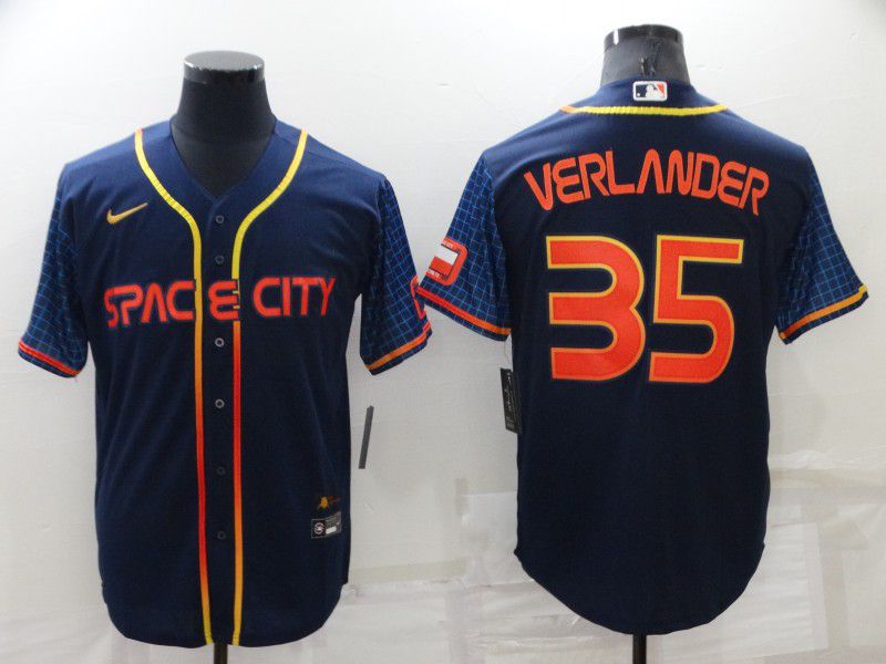 Men Houston Astros #35 Verlander Blue City Edition Game Nike 2022 MLB Jersey